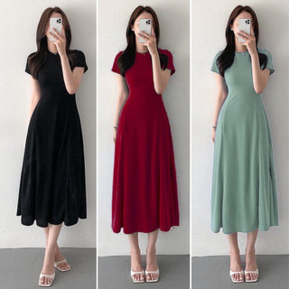 Đầm xòe dáng dài qua gối nhiều màu hàng cao cấp mặc đi chơi đi tiệc