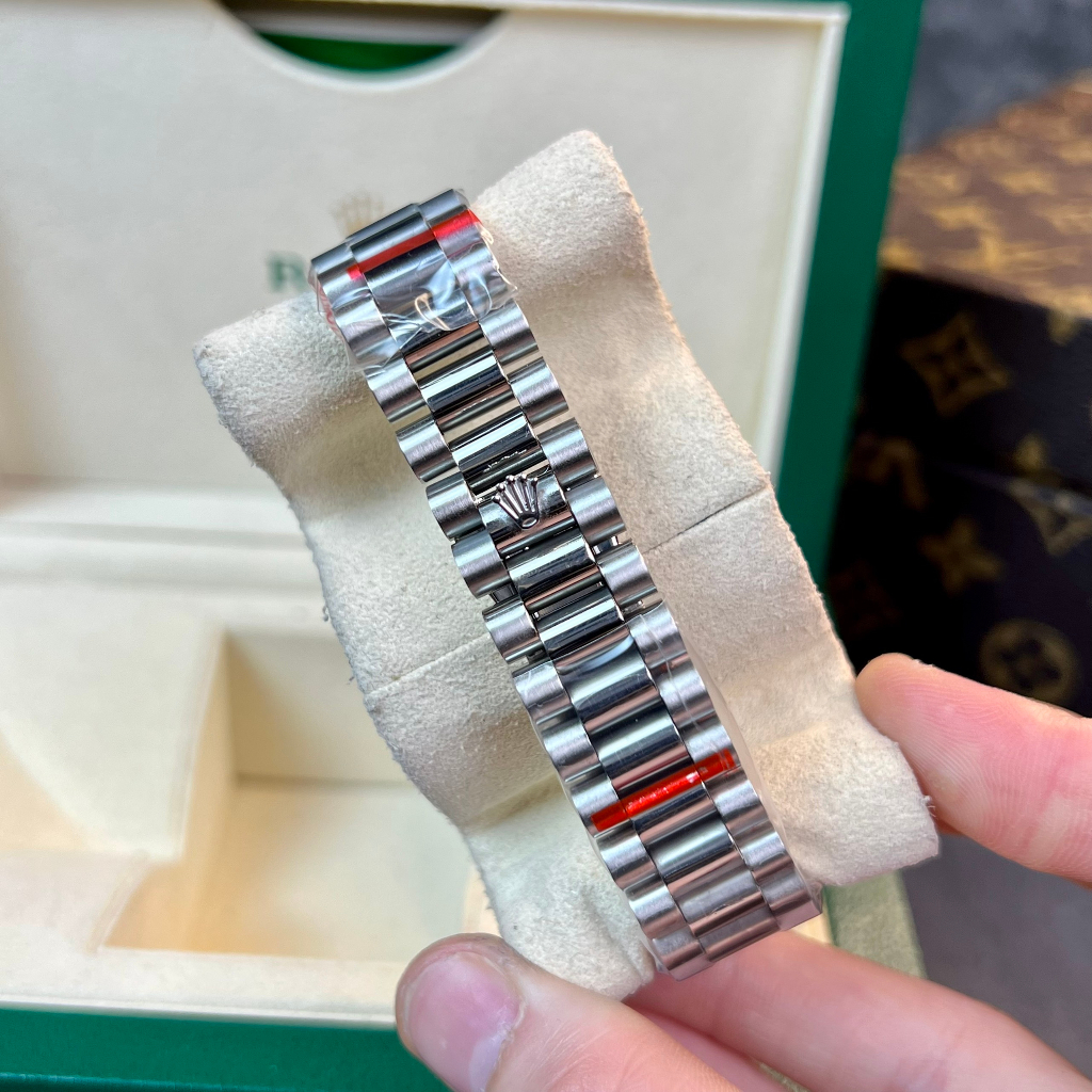 Đồng hồ Nam Rolex máy nhật mặt trắng mặt khảm trai day date dòng cơ Automatic mặt size 41mm