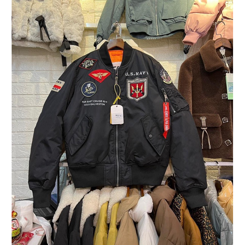 Áo bomber phi công Pilot logo Us Navy chính hãng Anfa ding