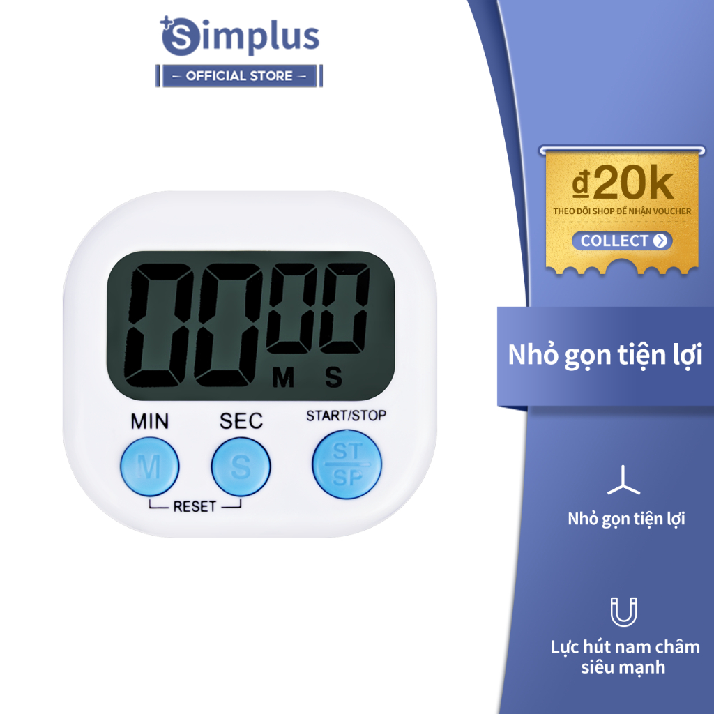 Simplus Đồng Hồ Bấm Giờ Điện Tử, Hẹn Giờ Nhà Bếp, Đồng Hồ Đếm Ngược Cho Học Sinh - CFJH001