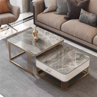 Freeship hn cặp bàn trà sofa mặt đá ceramic xanh ý chống ố chống xước, có ngăn kéo cini home