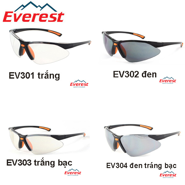 Kính chống bụi EVEREST EV-301 EV-302 EV-303 EV-304 chống tia UVs, mẫu thiết kế đẹp, chống đọng hơi sương hiệu quả