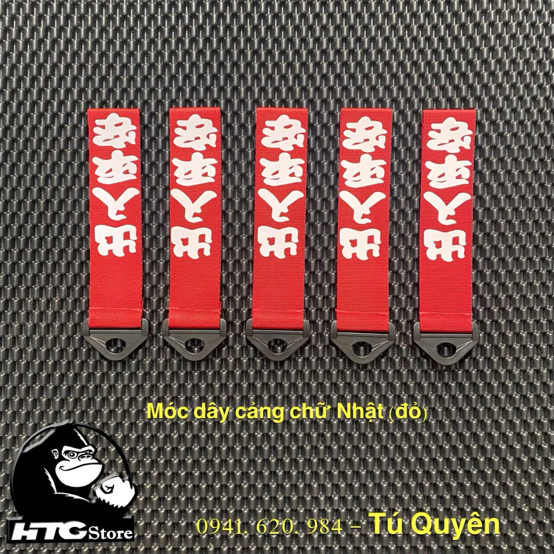Móc dây cảng mẫu chữ Nhật (màu đỏ) cao cấp in logo nổi cực đẹp, móc dây cảng dây vải bố siêu bền tạo điểm nổi bật