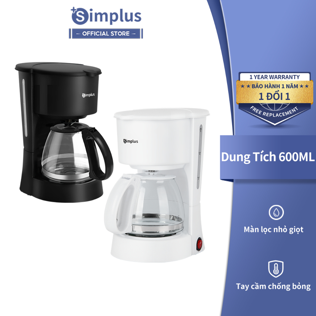 Máy pha cà phê Simplus pha cà phê nhỏ giọt Dung tích 600ml KFJH004