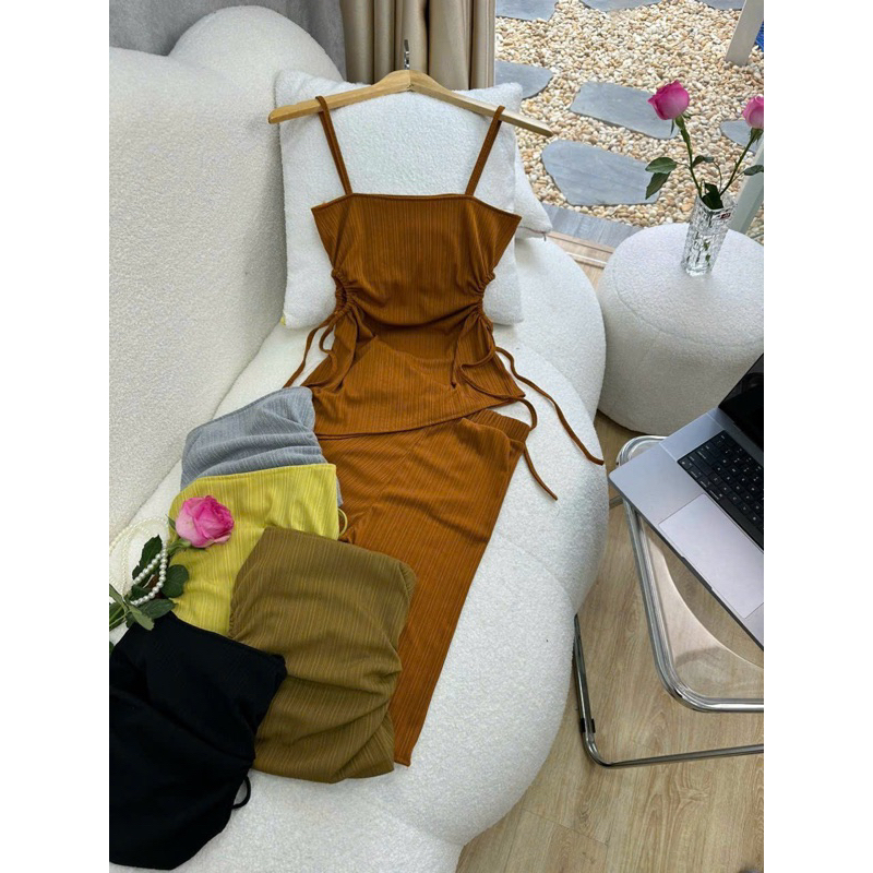 Set Bộ Thun Gân From Áo Rút Dây 2 Bên Quần Ống ngố Mặc Rất Thoải Mái Mà Sang Trọng
