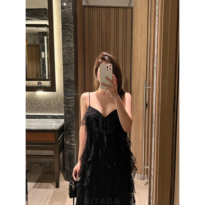 ——🏵️ ĐẦM MAXI REN ĐAN CHÉO LƯNG CAO CẤP MÀU ĐEN HÀNG THIẾT KẾ CHUẨN