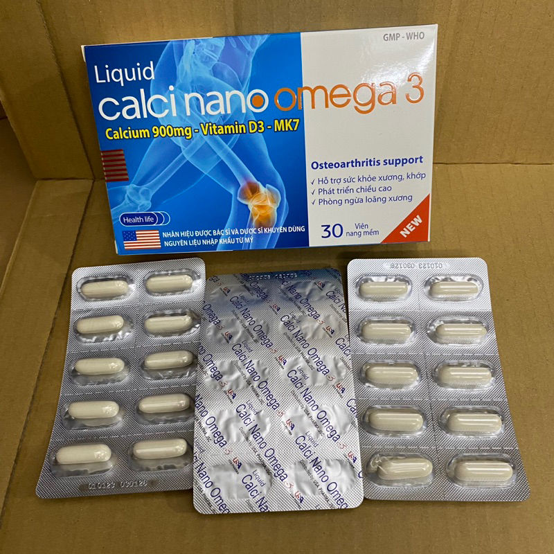 Viên uống bổ sung canxi nano mk7 LIQUID CALCI NANO OMEGA 3 Hộp 30 viên