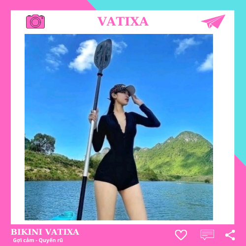 Bikini đồ bơi đi biển 1 mảnh khoá kéo form short kín đáo sành điệu VATIXA BKN85