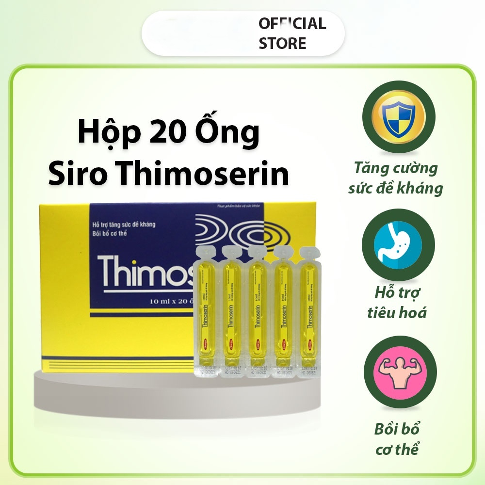 Siro Thimoserin , Giúp bồi bổ cơ thể, tăng cường sức đề kháng (Hộp 20 ống) Thimoserin hỗ trợ nâng cao miễn dịch,tiêu hóa