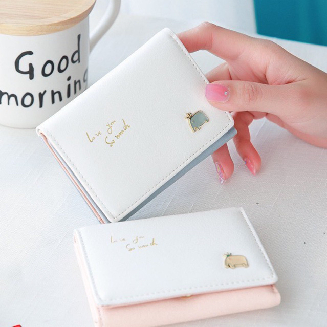 Ví nữ cầm tay hình chú voi love you so much siêu dễ thương phong cách hàn quốc