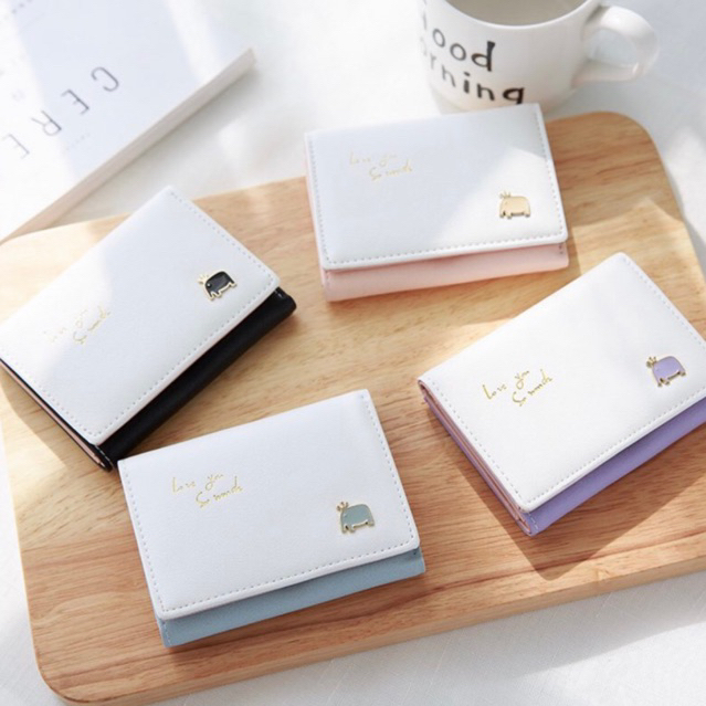 Ví nữ cầm tay hình chú voi love you so much siêu dễ thương phong cách hàn quốc