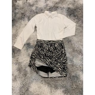 Set Áo Sơ Mi Michiha Fashion - Áo Sơ Mi Kèm Chân Váy Họa Tiết Vằn Cao Cấp Phong Cách Công Sở, Trẻ Trung Màu Đen