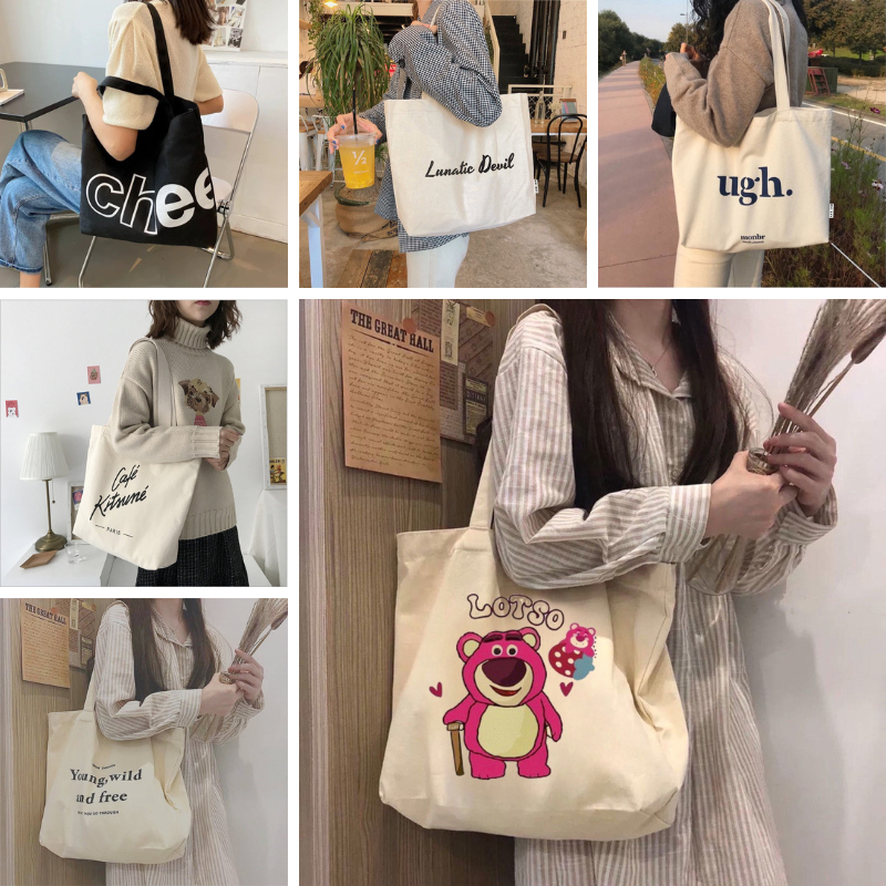 Túi tote túi vải canvas có khóa miệng ngăn phụ bên trong thời trang phong cách hàn quốc TT01 | BigBuy360 - bigbuy360.vn