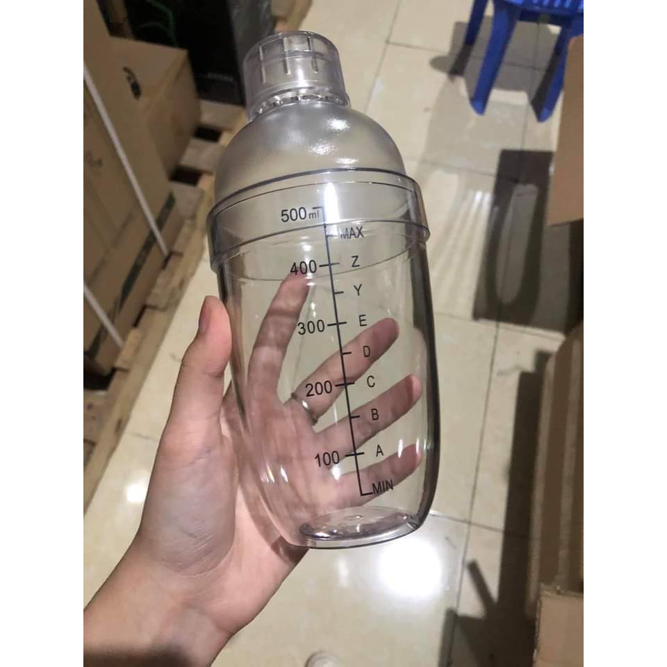 Bình lắc Shaker pha chế nhựa chia vạch đen hàng cao cấp