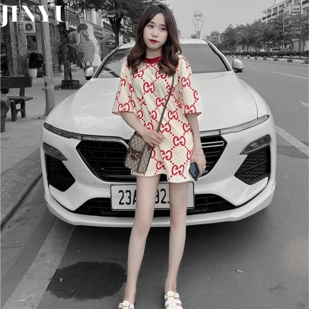 Áo Phông Nam Nữ In kín Chữ GG Toàn Thân Chất Vải cotton, Áo Thun Tay lỡ Unisex Cặp Đôi Thời Trang Mùa Hè 2023