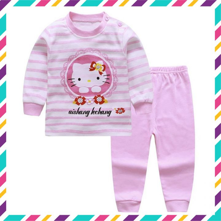 Bộ thu đông cho bé trai, bé gái in hình ngộ nghĩnh cotton mềm và ấm, Bộ dài tay cho bé trai bé gái (2 tuổi đến 8 tuổi)