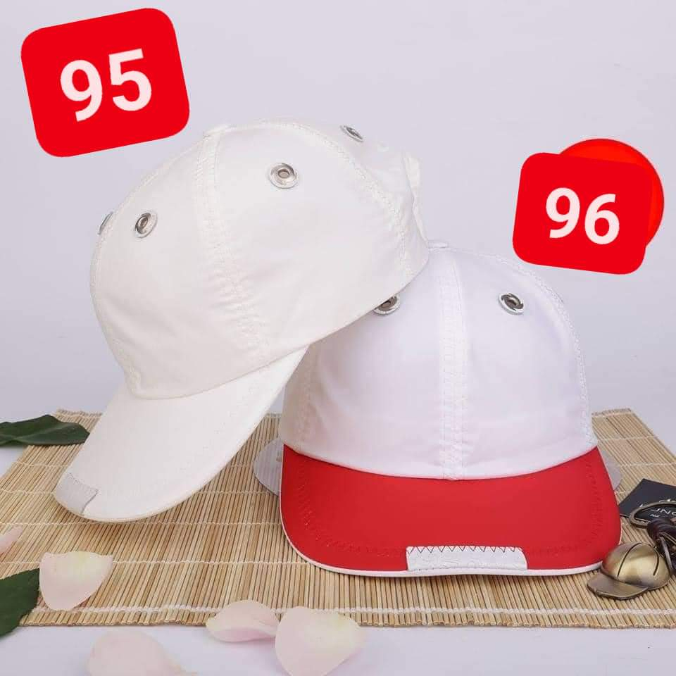 Mũ lưỡi trai Vải Dù Cao Cấp trắng kết hợp xanh đỏ