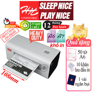 Máy in nhiệt BASACHI D465B A6/A7 dùng in đơn hàng giấy in nhiệt in bill decal [BH 12 Tháng]