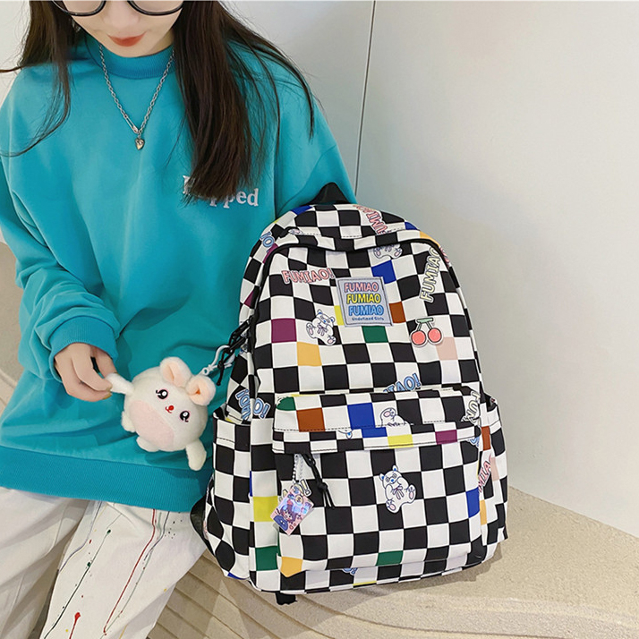 Balo Nam Nữ HAPPIBAG giá rẻ, Ba Lô Thời Trang đi học phong cách ulzzang Hàn Quốc, họa tiết caro AL02