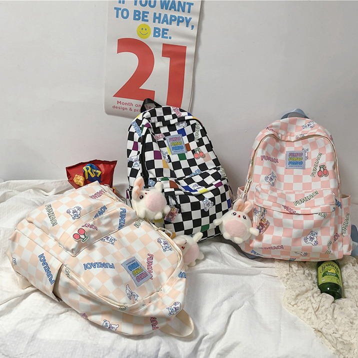 Balo Nam Nữ HAPPIBAG giá rẻ, Ba Lô Thời Trang đi học phong cách ulzzang Hàn Quốc, họa tiết caro AL02