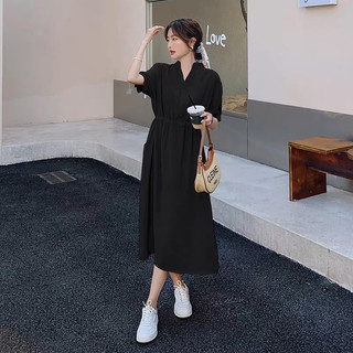 Đầm hồng cổ trụ dáng dài rút dây eo