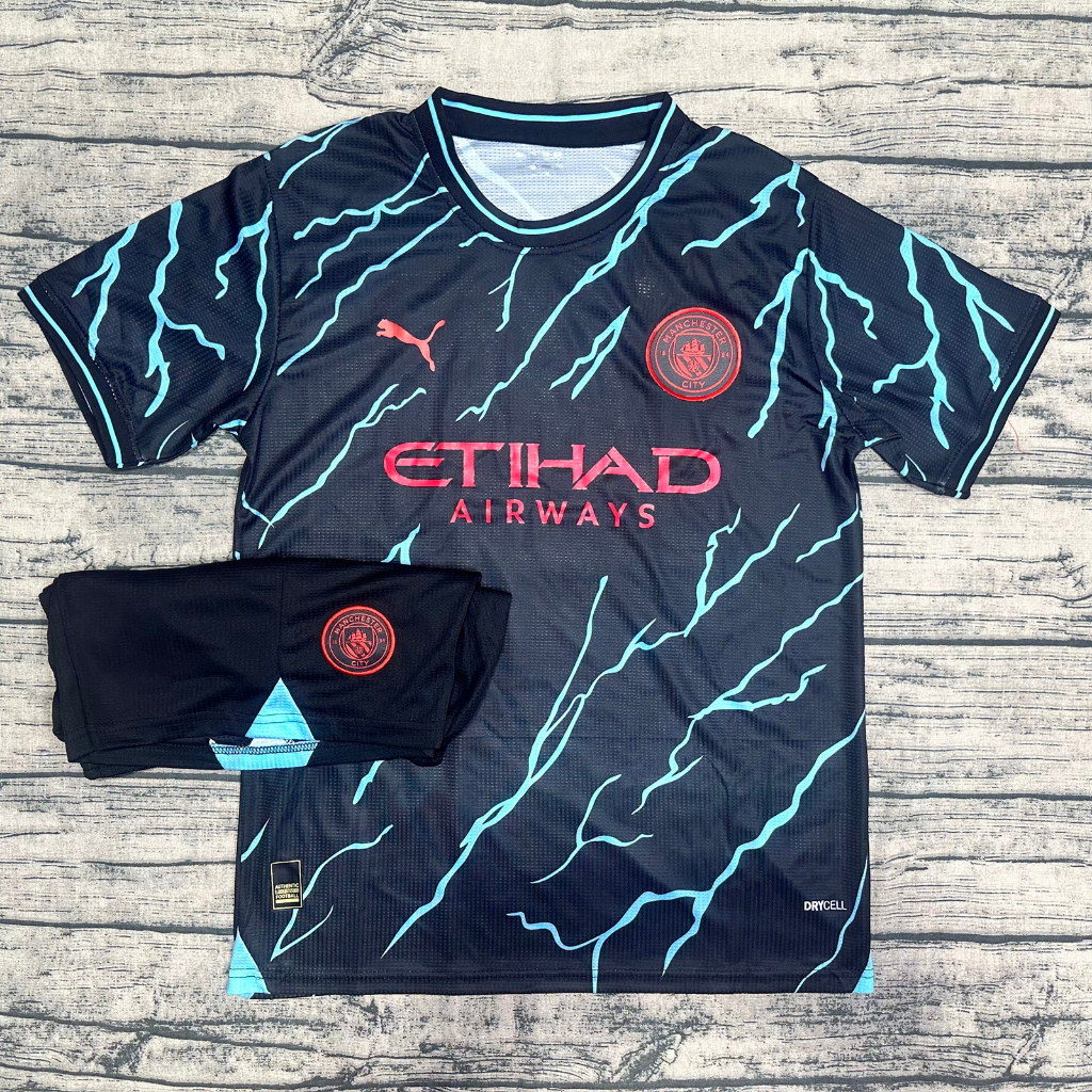 Áo Bóng Đá CLB Manchester City- Chuẩn Mẫu Thi Đấu - Sân Khách Mùa Giải Mới - Vải Polyeste Siêu Thoáng-Siêu Bền