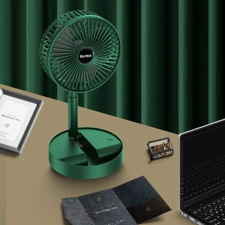 Quạt tích điện để bàn SUPER , Quạt sạc tích điện mini gấp gọn 3 chế độ gió , quạt mini tích điện để bàn cổng sạc pin USB