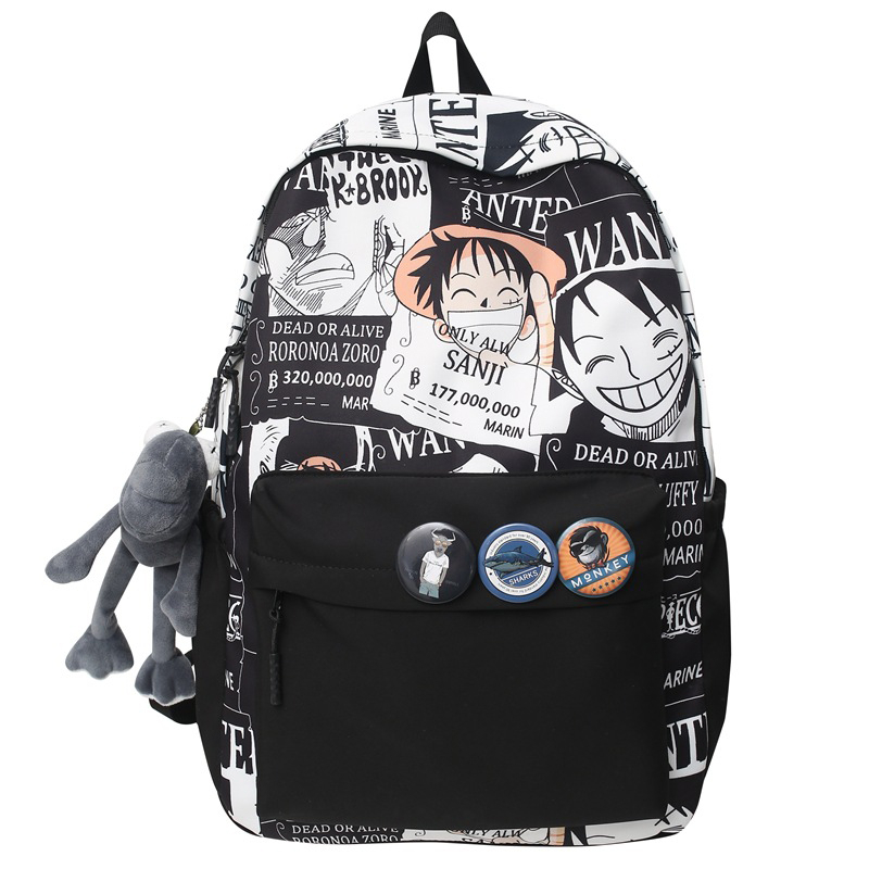 Balo Nam Nữ HAPPIBAG thời trang hình One Piece Luffy, Ba Lô Chống Nước Đi Học Đi Chơi AL14
