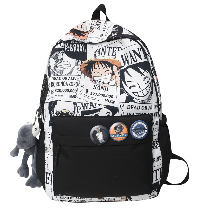 Balo Nam Nữ HAPPIBAG thời trang hình One Piece Luffy, Ba Lô Chống Nước Đi Học Đi Chơi AL14