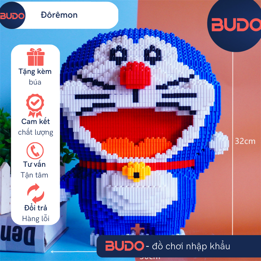 Xếp hình le go doraemon doremon nobita cỡ lớn size to 32cm đồ chơi xếp hình nano 3d cho bé chuẩn mẫu