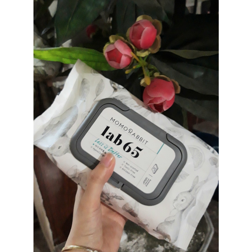 Khăn Giấy Ướt Momo Rabbit Hàn Quốc Lab65 Gói To 72 Tờ Có Nắp, Date Mới, Siêu Dày Dặn