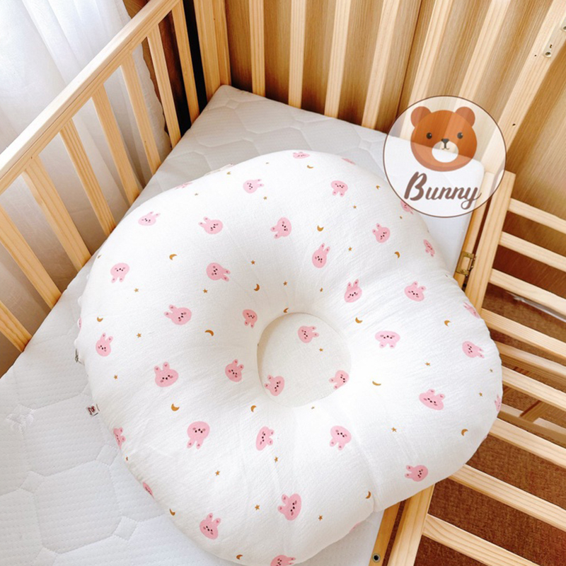 Gối Chống Trào Ngược Kidworlds Bunny Đệm Chống Trào Ngược Xô Muslin organic Cho Bé Sơ Sinh