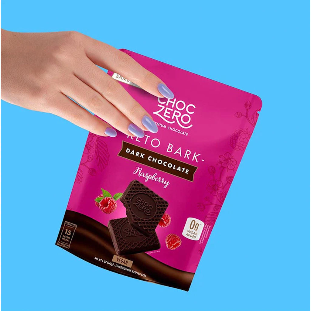 TÚI SOCOLA ĐEN - QUẢ MÂM XÔI ChocZero's Dark Chocolate Raspberry Keto Bark, Sugar Free, Low Carb, 170g (6 oz)