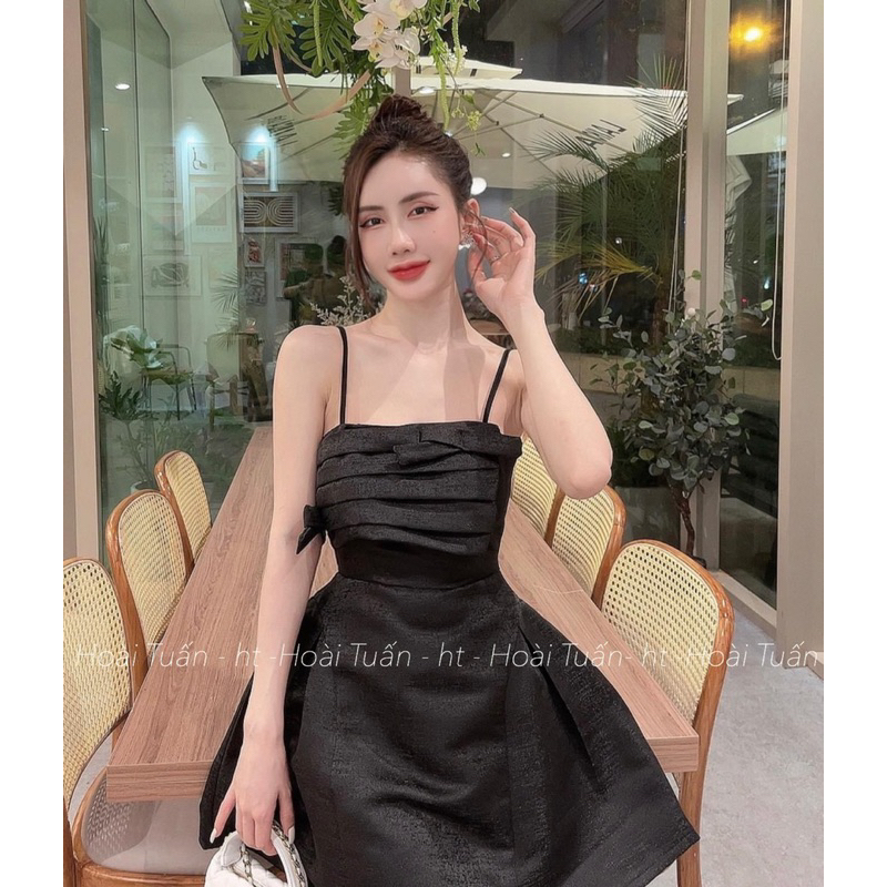 VÁY THIẾT KẾ 2 DÂY TACTA VÂN XẾP LY NƠ NGỰC CHẤT ĐẸP MS28891