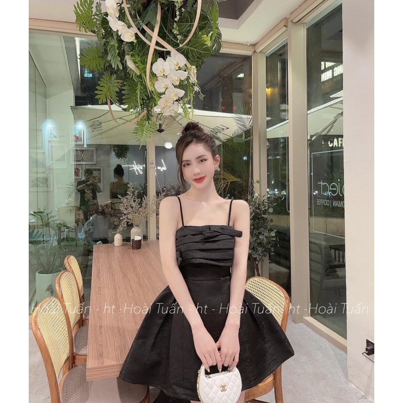 VÁY THIẾT KẾ 2 DÂY TACTA VÂN XẾP LY NƠ NGỰC CHẤT ĐẸP MS28891