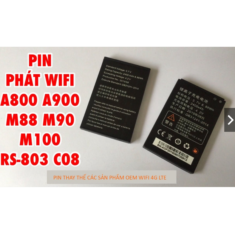Pin 4g  phát sóng mạnh 5.55w  dl 1500mah  hãng 2100mah các loại