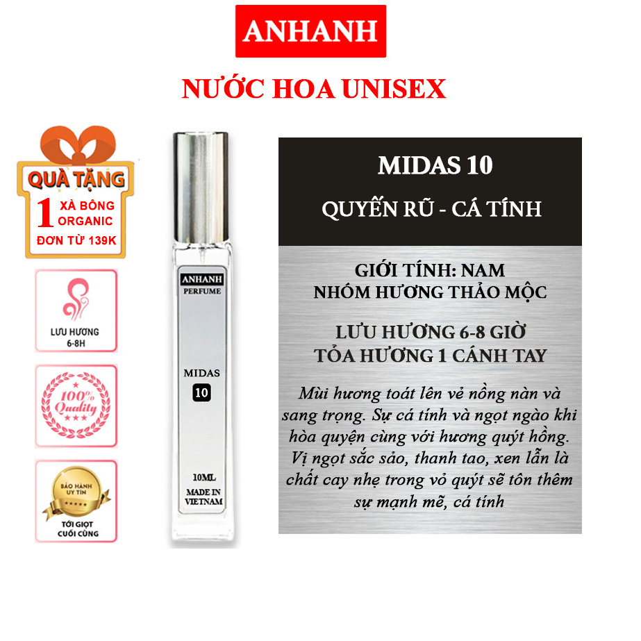 ✅  Tinh dầu Nước hoa Nam - Thơm lâu 6-8 tiếng - Mùi hương Cá tính, độc lập, sang trọng - 10ml