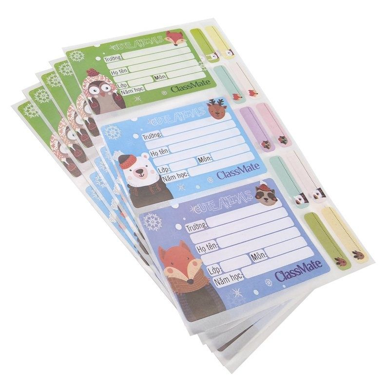 Nhãn vở Classmate / Nhãn vở decal bóc dán NT204 / NT205 / NT218 / NT219 / NT222 / NT224 - 15 nhãn vở / tập
