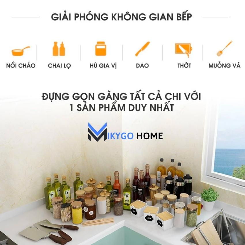 Kệ Để Gia Vị 3 Tầng Đa Năng MIKYGO MK13 Có Chỗ Để Thớt Thiết Kế Thông Minh Chất Liệu Thép Carbon Không Han Gỉ
