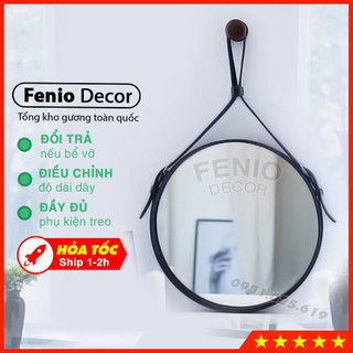 Kính treo tường viền dây da Kính tròn trang điểm decor phòng ngủ nhà tắm phòng khách - Đường kính 60cm 40cm 50cm 60 cm