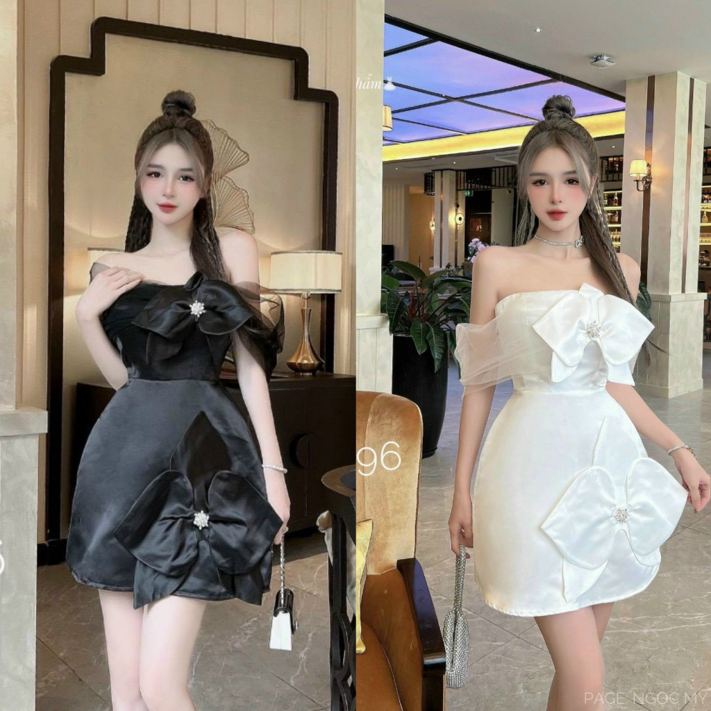 Đầm váy nữ cúp ngực phối lưới đính hoa rớt vai siêu sang chảnh, quý phái tôn dáng thích hợp đi dự tiệc, dự sự kiện