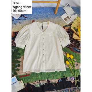 Áo kiểu vintage hoa nổi, hàng si