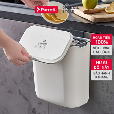 Thùng rác treo tủ bếp, thùng rác nhà tắm, toillet dán treo tường, có nắp đậy thông minh mẫu mới 2026 - Parroti Bin BN02