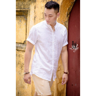 ÁO SƠ MI VẢI ĐŨI, TAY NGẮN CỔ TÀU. DÁNG BASIC