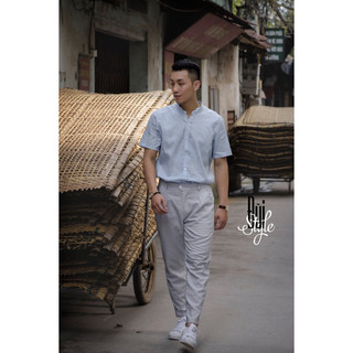 ÁO SƠ MI VẢI ĐŨI, TAY NGẮN CỔ TÀU. DÁNG BASIC