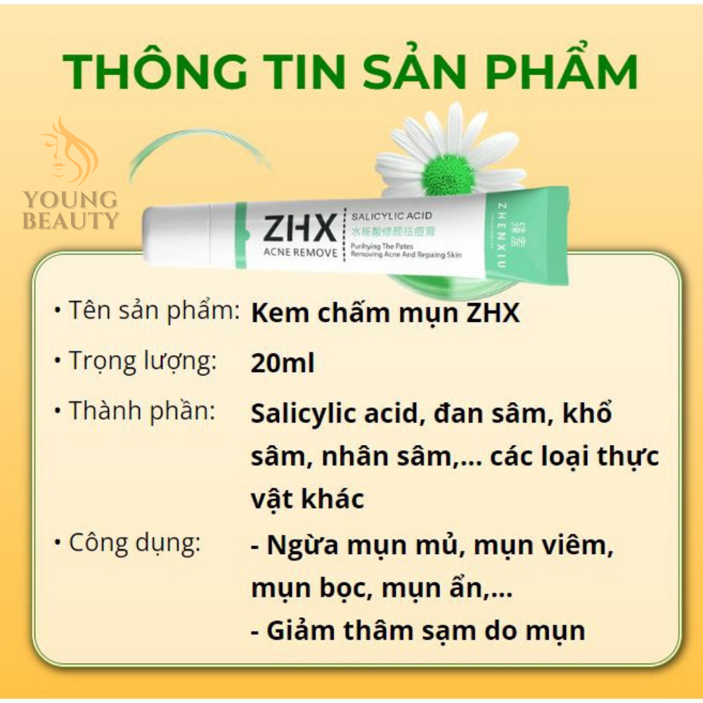 Kem chấm mụn ZHX - Kem giảm mụn ZHX, ngừa mụn mủ, mụn đầu đen, mụn viêm, giảm thâm mụn 20ml - YOUNG BEAUTY