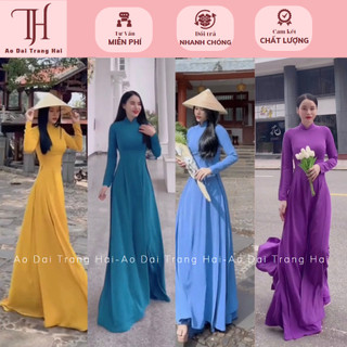 Áo dài truyền thống Lụa 2 tà 1 lớp cổ cao, dáng áo bay tà