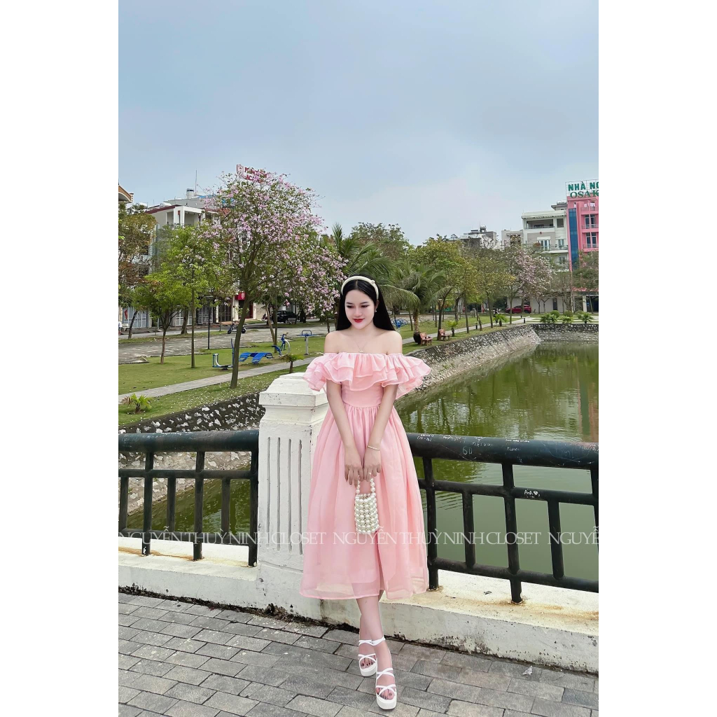 Đầm váy nữ xòe phối bèo 2 lớp với 3 tone màu nhẹ nhàng, xinh xắn dành cho các nàng diện đi chơi, dự tiệc siêu xinh