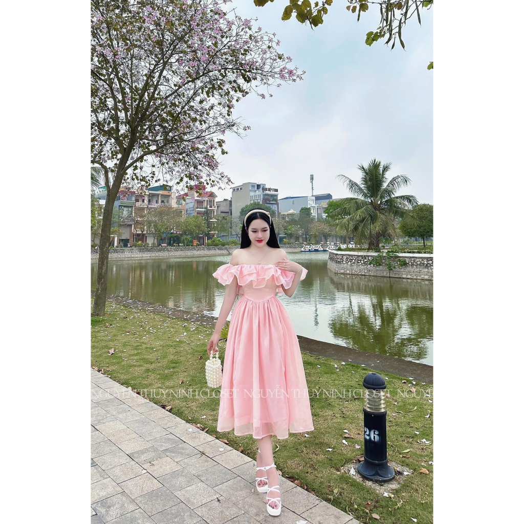 Đầm váy nữ xòe phối bèo 2 lớp với 3 tone màu nhẹ nhàng, xinh xắn dành cho các nàng diện đi chơi, dự tiệc siêu xinh