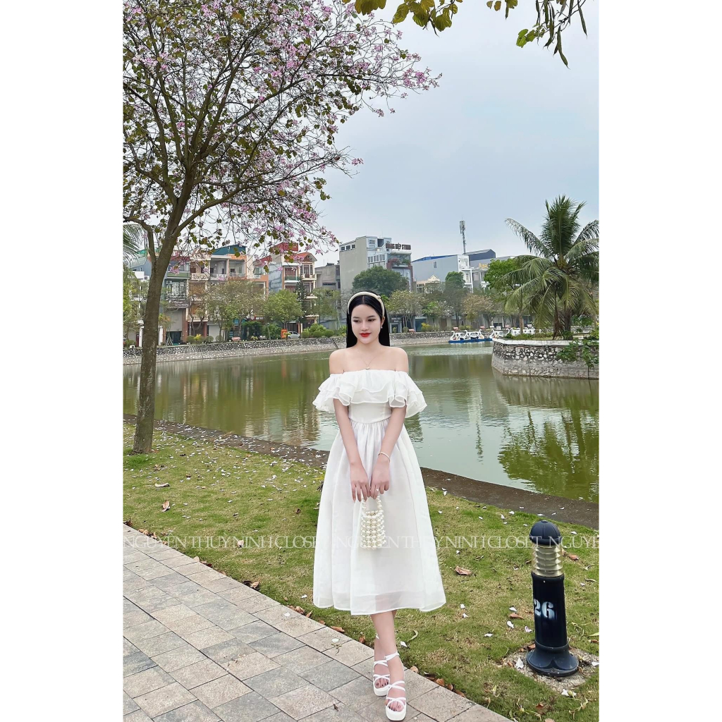 Đầm váy nữ xòe phối bèo 2 lớp với 3 tone màu nhẹ nhàng, xinh xắn dành cho các nàng diện đi chơi, dự tiệc siêu xinh